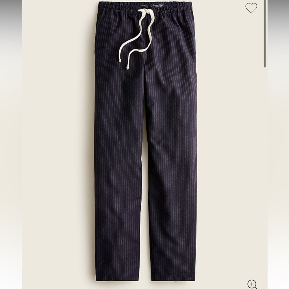 J.Crew Tie-waist straight-leg pant in pinstripe brushed Italian wool 10